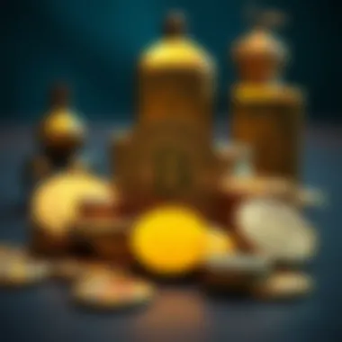 A gold coin collection displayed with artistic arrangement