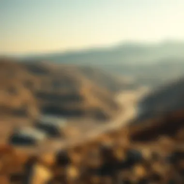 An overview of gold mining activity in a scenic landscape