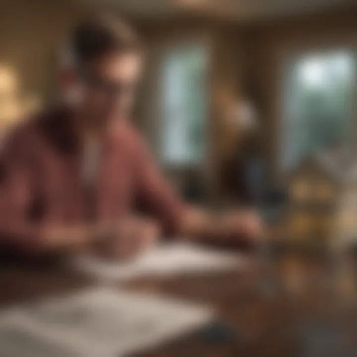 A conceptual image showing a homeowner analyzing financial options