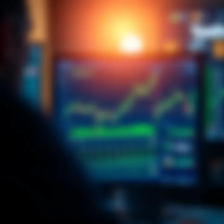 Navigating Trading Platforms Close-up of a computer screen displaying stock trading software