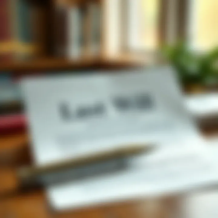 Last Will Document Representation Elegantly designed document symbolizing a last will