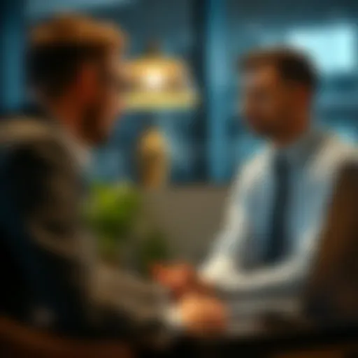 A professional insurance agent engaged in a discussion with a client, showcasing effective communication.
