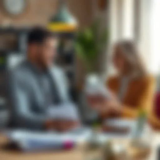 Two individuals discussing finances