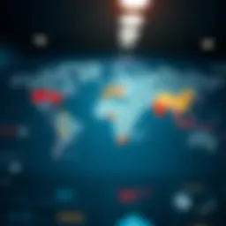 A world map illustrating the spread of multinational corporations across continents