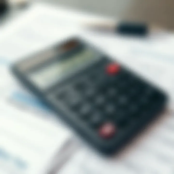 Calculating Income for Mortgage A close-up of a calculator and tax forms