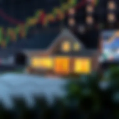 Understanding Market Trends An illustration of a house with financial graphs