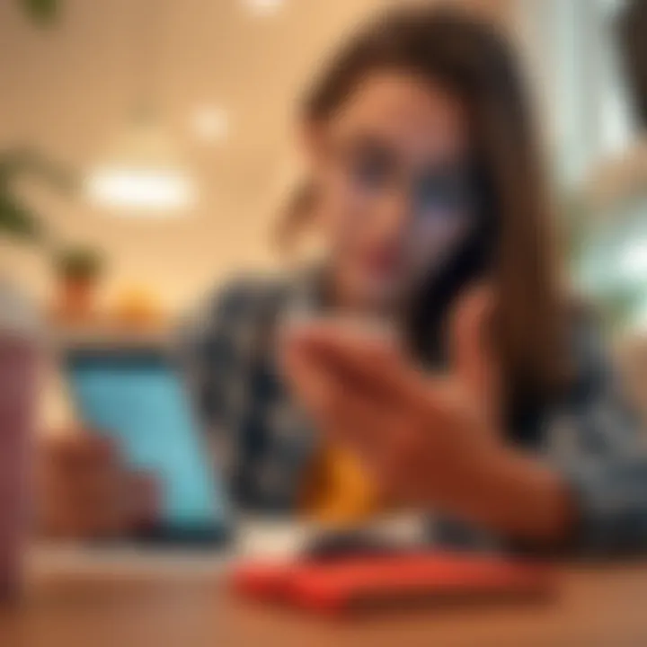 Budgeting with App A teenager setting a budget on a mobile app