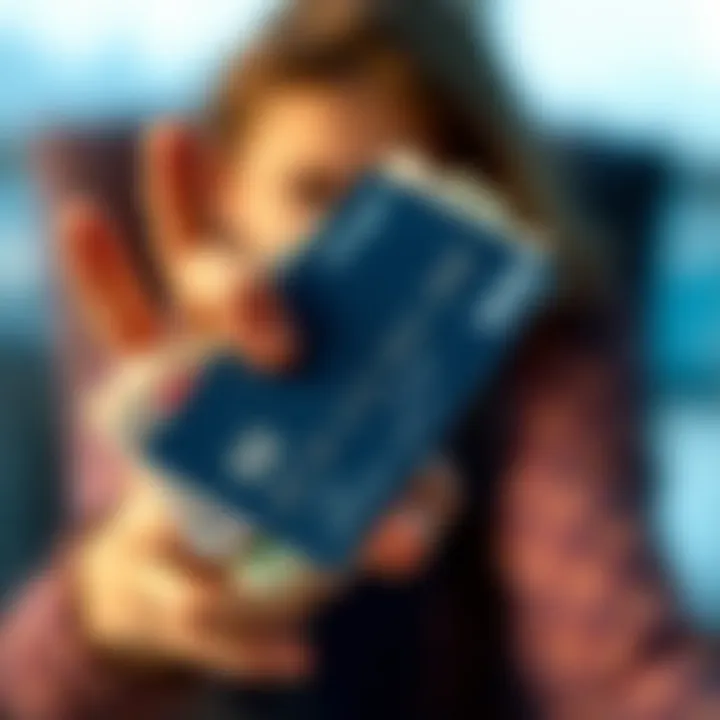 Debit Card and Cash A close-up of a debit card in a teen's hand along with cash