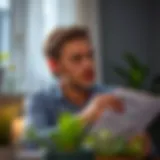 A thoughtful homeowner analyzing refinancing options