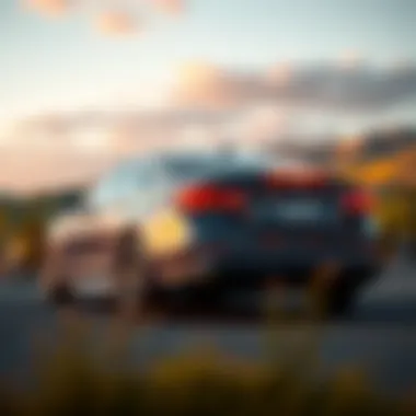 Rental Car and Insurance Overview A rental car parked with a scenic background, illustrating the concept of rental car insurance