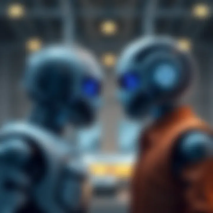 Visual comparison of robot financial advisors and traditional advisors