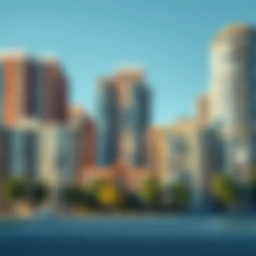 Illustration of various apartment buildings representing tax credit properties