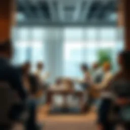 An elegant office setting showcasing a collaborative environment