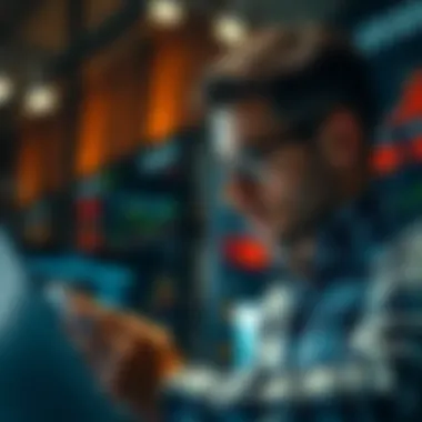 Evaluating Market Volatility Investor analyzing market data